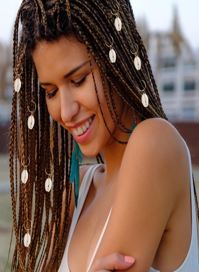 DOPENSPI 20PCS Shell Hair Clips, Cowrie Shells for Hair Seashell Hairs Accessories Seashell for Hairs Shells Braid Accessories Shell Gold HairsRings for Women Girls Braids DIY - Image 2